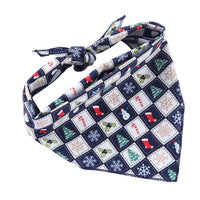 HKM-6684093 Adjustable Cotton Dog Bandana for Small to Large Pets - Triangle Scarf, Checkered Pattern