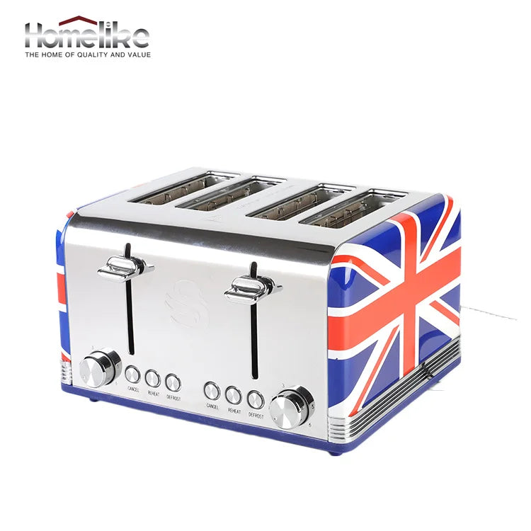 HKM-668563 4-Slice Automatic Pop-Up Toaster with Custom Pattern Design for Kitchen Use