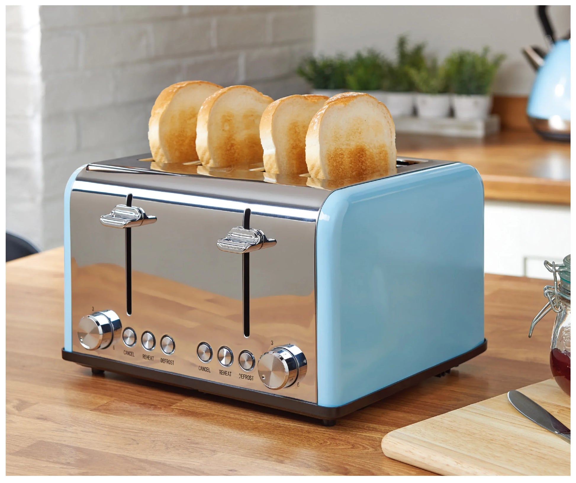 HKM-668563 4-Slice Automatic Pop-Up Toaster with Custom Pattern Design for Kitchen Use
