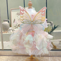 HKM-6687293 Rainbow Fairy Dress with Colorful Wings for Dogs - Modern Polar Fleece Pet Clothing
