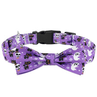 HKM-6687677 Cartoon Pattern Dog Collars in Yellow, Purple, Black, and White - Adjustable Sizes S, M, L