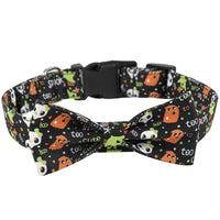 HKM-6687677 Cartoon Pattern Dog Collars in Yellow, Purple, Black, and White - Adjustable Sizes S, M, L