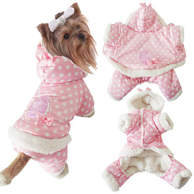 HKM-6688061 Polka Dot Cotton Dog Jacket - Windbreaker Style Down Coat for Pets