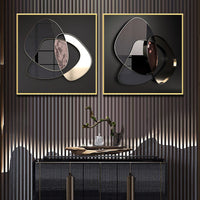 HKM-668819 Modern Abstract 3D Metal Wall Art on Oil Canvas, Frameless Decorative Painting