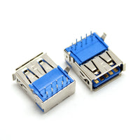 HKM-668883 USB 3.0 Female Horizontal Socket - 90 Degree A Female Connector with Copper Shell and Insulator