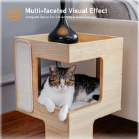 HKM-6688957 Solid Wood Double Layer Cat Nest with No Trace Stickers