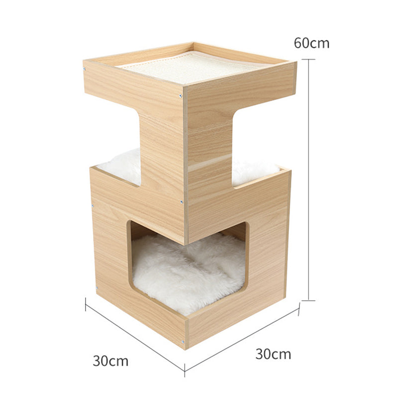 HKM-6688957 Solid Wood Double Layer Cat Nest with No Trace Stickers