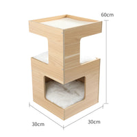 HKM-6688957 Solid Wood Double Layer Cat Nest with No Trace Stickers