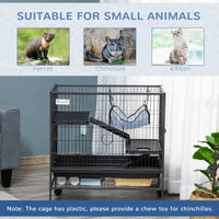 HKM-6689341 Multi-Tier Small Animal Cage with Rolling Wheels and Storage Shelf for Ferrets, Chinchillas, and Other Pets