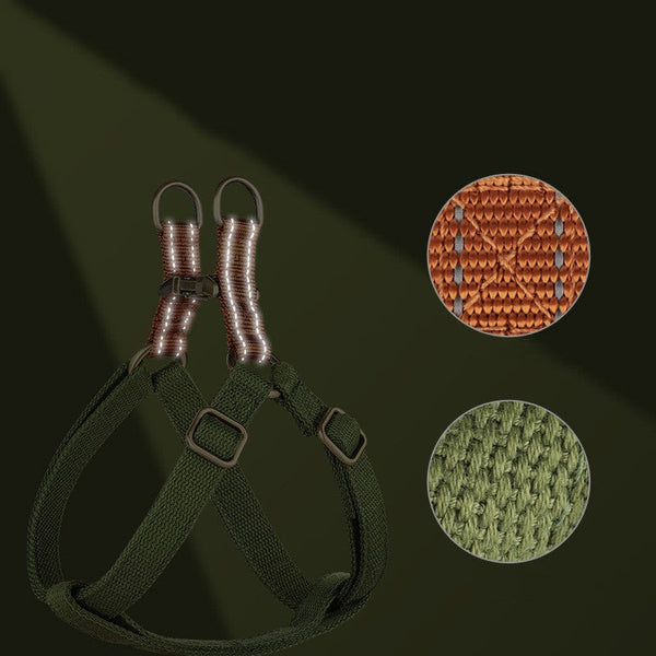 HKM-669011 Anti-Loss Vest Style Dog Leash - Cotton and Nylon, Available in Brown, Green, and Light Blue