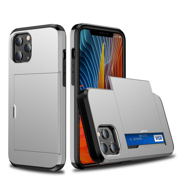 HKM-669075 Anti-Drop Card Slot Phone Case Compatible with iPhone 12 - TPU+PC Material, Multiple Colors Available