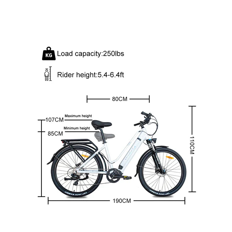 HKM-669139 48V 13Ah Electric Bike 7-Speed Mountain E-Bike with Hydraulic Disc Brakes and 27.5-Inch Aluminum Alloy Frame