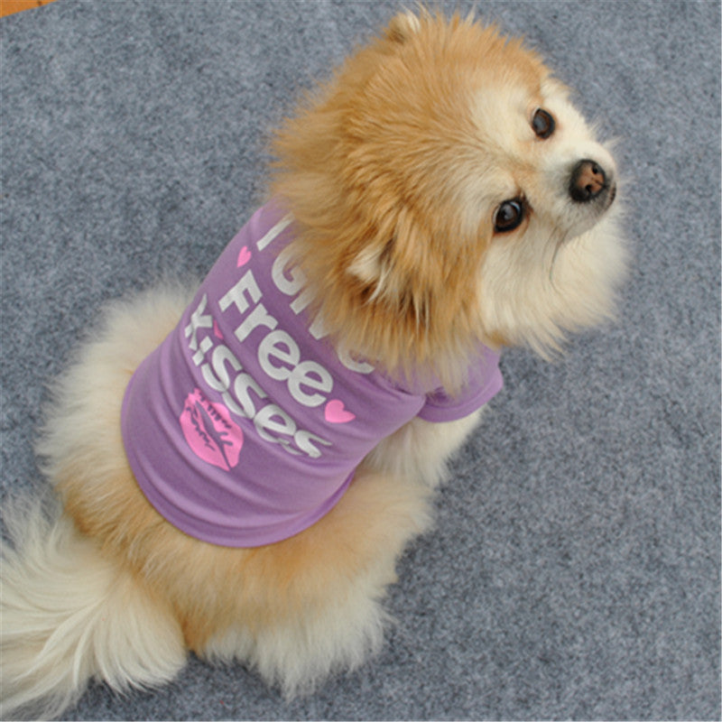 HKM-6692029 Cotton Breathable Short-Sleeve T-Shirt for Puppies - Available in Taro Purple, Gray, and Red