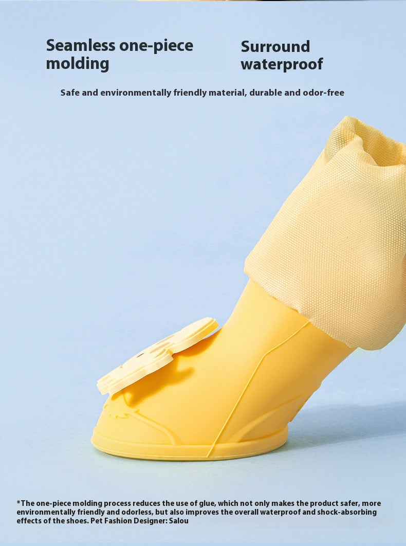 HKM-6692285 Cartoon Pet Boots - Waterproof Non-Slip High-Style Dog Boots in Yellow, Brown, Blue