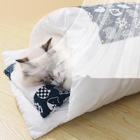 HKM-6692925 Cozy Removable Winter Cat Bed with Pillow for Deep Sleep, Ideal Pet Nest for Cats and Small Dogs