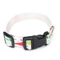 HKM-6693437 Red and Green Dot Pattern Polyester Dog Collars for All Seasons - Size S and L Available