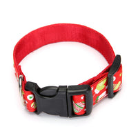 HKM-6693437 Red and Green Dot Pattern Polyester Dog Collars for All Seasons - Size S and L Available