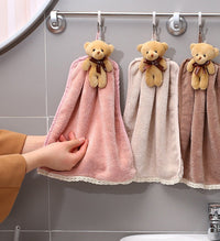 HKM-669395 Coral Velvet Microfiber Dish Towel - Absorbent Bathroom Hanging Towel in Beige, Khaki, Glutinous Rice, Dark Coffee