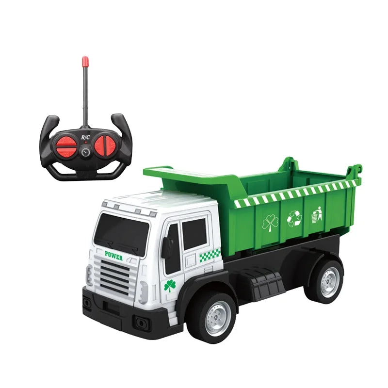 HKM-669459 Remote Control Green Garbage Truck Toy for Indoor and Outdoor Play, Ages 2-7