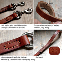 HKM-6695229 Leather Cowhide Dog Leash for Medium and Large Dogs - Durable Traction Belt in Black and Brown