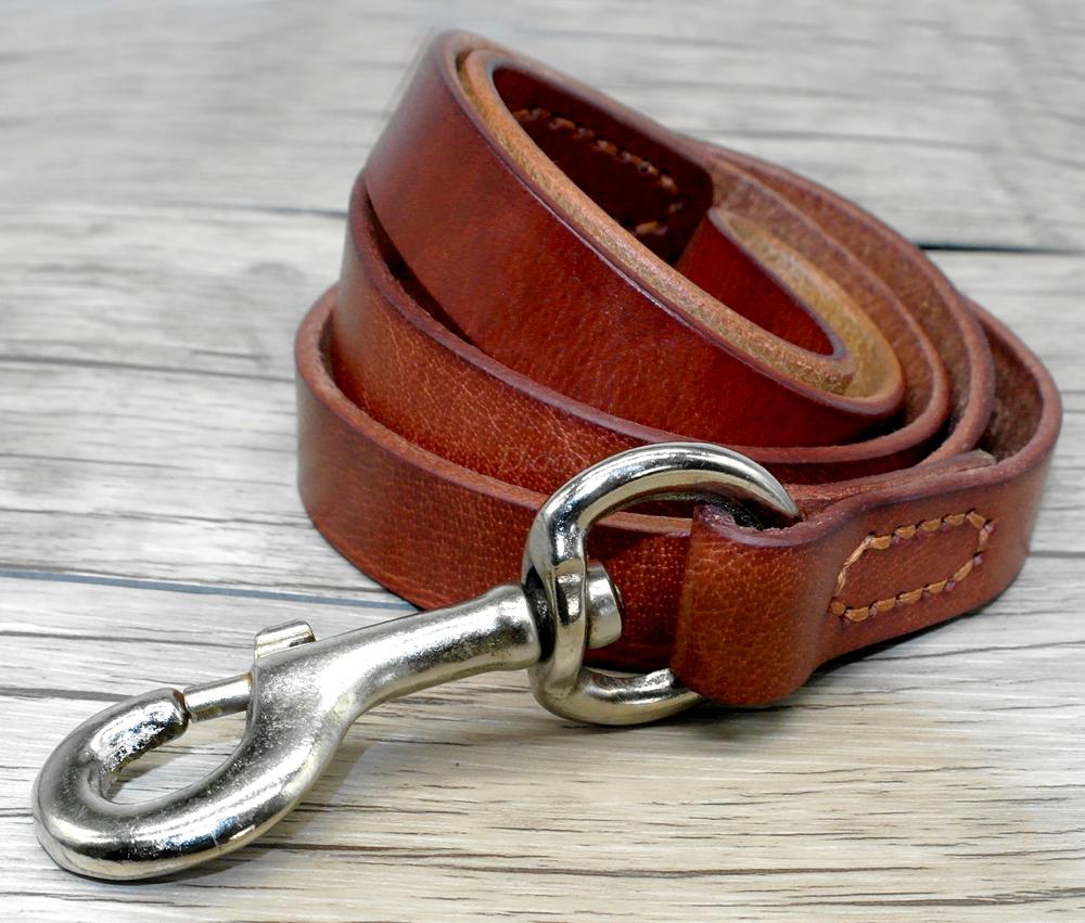 HKM-6695229 Leather Cowhide Dog Leash for Medium and Large Dogs - Durable Traction Belt in Black and Brown