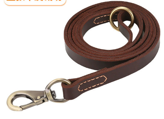 HKM-6695229 Leather Cowhide Dog Leash for Medium and Large Dogs - Durable Traction Belt in Black and Brown