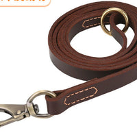 HKM-6695229 Leather Cowhide Dog Leash for Medium and Large Dogs - Durable Traction Belt in Black and Brown