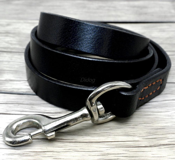 HKM-6695229 Leather Cowhide Dog Leash for Medium and Large Dogs - Durable Traction Belt in Black and Brown