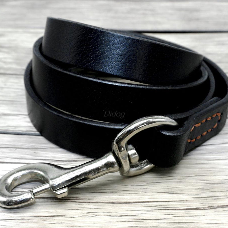 HKM-6695229 Leather Cowhide Dog Leash for Medium and Large Dogs - Durable Traction Belt in Black and Brown
