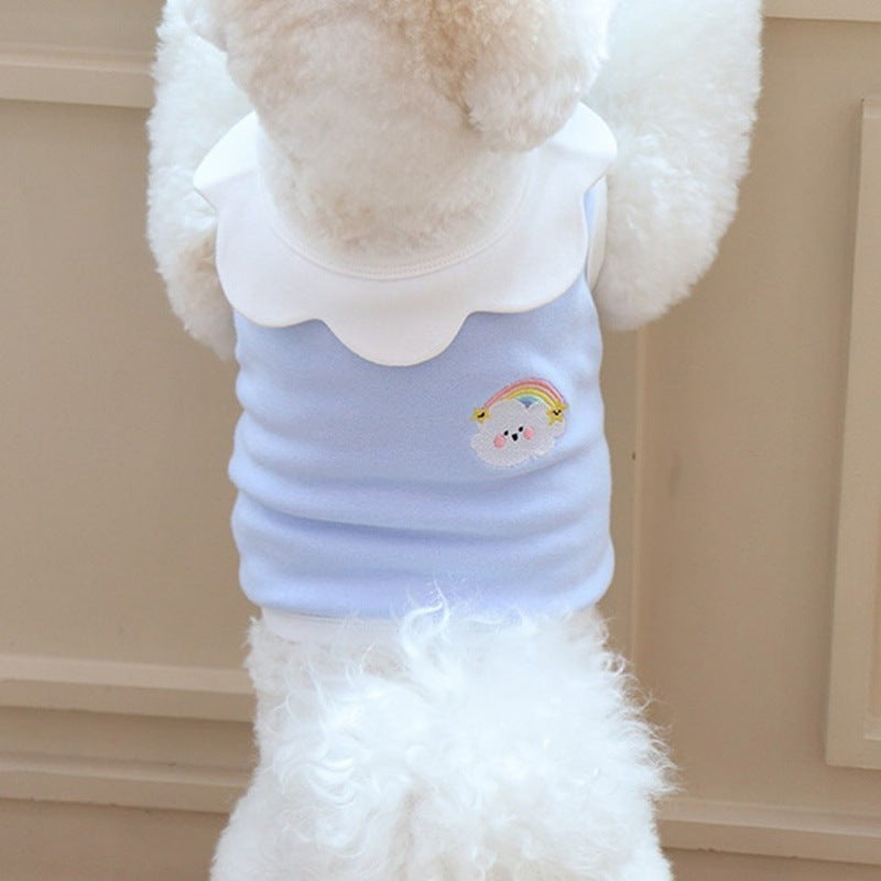 HKM-6695997 Cute Soft Vest for Dogs with Cloud Embroidery in Yellow, Blue, and Pink