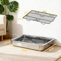 HKM-6696893 Stainless Steel Dog Potty Tray for Small to Medium Dogs - Easy Clean, Elevated Design