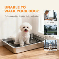 HKM-6696893 Stainless Steel Dog Potty Tray for Small to Medium Dogs - Easy Clean, Elevated Design