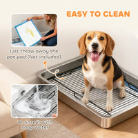 HKM-6696893 Stainless Steel Dog Potty Tray for Small to Medium Dogs - Easy Clean, Elevated Design