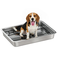 HKM-6696893 Stainless Steel Dog Potty Tray for Small to Medium Dogs - Easy Clean, Elevated Design