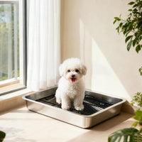 HKM-6696893 Stainless Steel Dog Potty Tray for Small to Medium Dogs - Easy Clean, Elevated Design