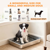HKM-6696893 Stainless Steel Dog Potty Tray for Small to Medium Dogs - Easy Clean, Elevated Design