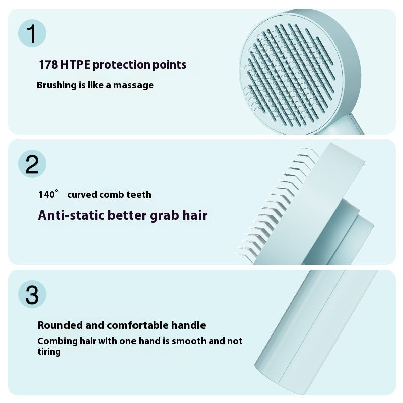 HKM-6697021 Self-Cleaning Pet Comb for Dogs and Cats - Durable Grooming Tool with Massage Function