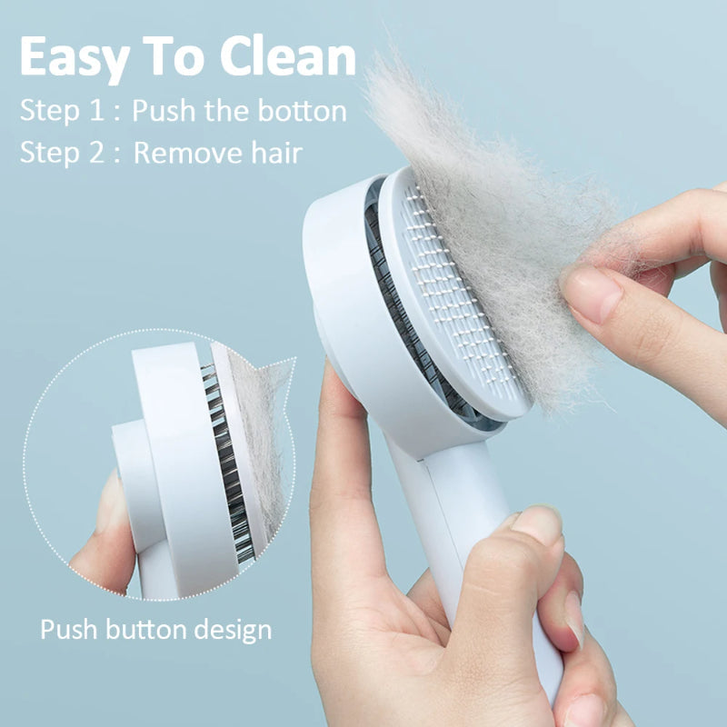 HKM-6697021 Self-Cleaning Pet Comb for Dogs and Cats - Durable Grooming Tool with Massage Function