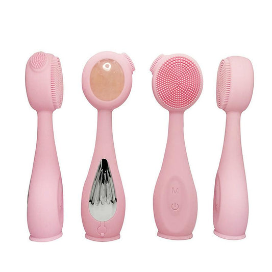 HKM-669715 Double Contact Basic Cleansing Jade Tool for Gentle Facial Cleansing - Pink