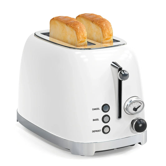 HKM-669715 Retro 2-Slice Stainless Steel Electric Pop-Up Toaster with Grill
