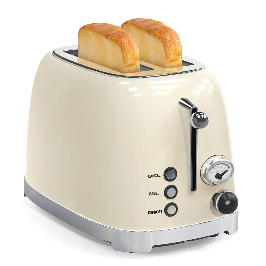 HKM-669715 Retro 2-Slice Stainless Steel Electric Pop-Up Toaster with Grill