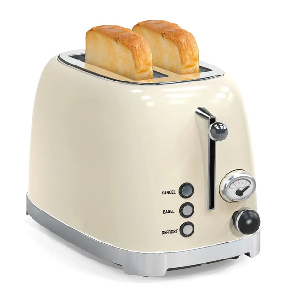 HKM-669715 Retro 2-Slice Stainless Steel Electric Pop-Up Toaster with Grill
