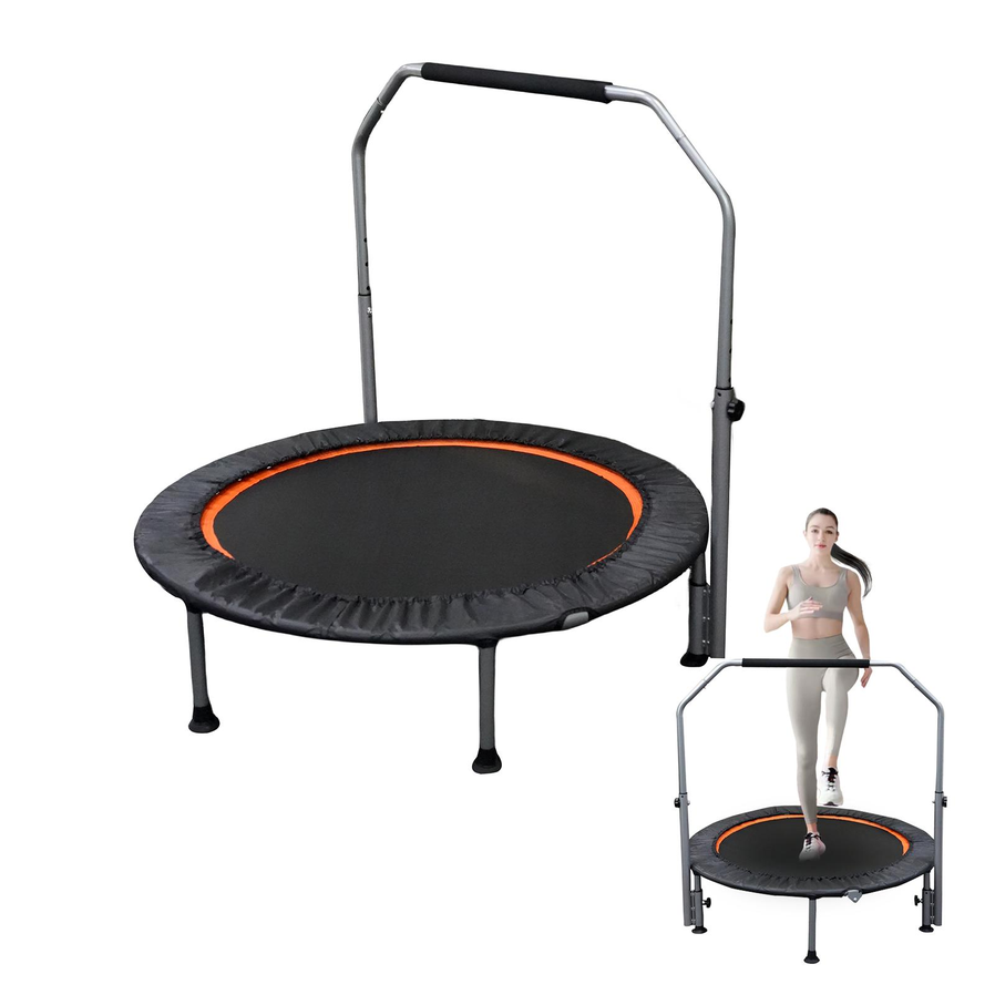 HKM-669843 Folding Mini Fitness Trampoline with Adjustable Handles for Indoor and Outdoor Workouts