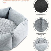 HKM-6698685 Rose Velvet Hexagonal Dog Bed - Soft Plush Couch for Small to Large Dogs, Durable Calming Design