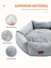 HKM-6698685 Rose Velvet Hexagonal Dog Bed - Soft Plush Couch for Small to Large Dogs, Durable Calming Design