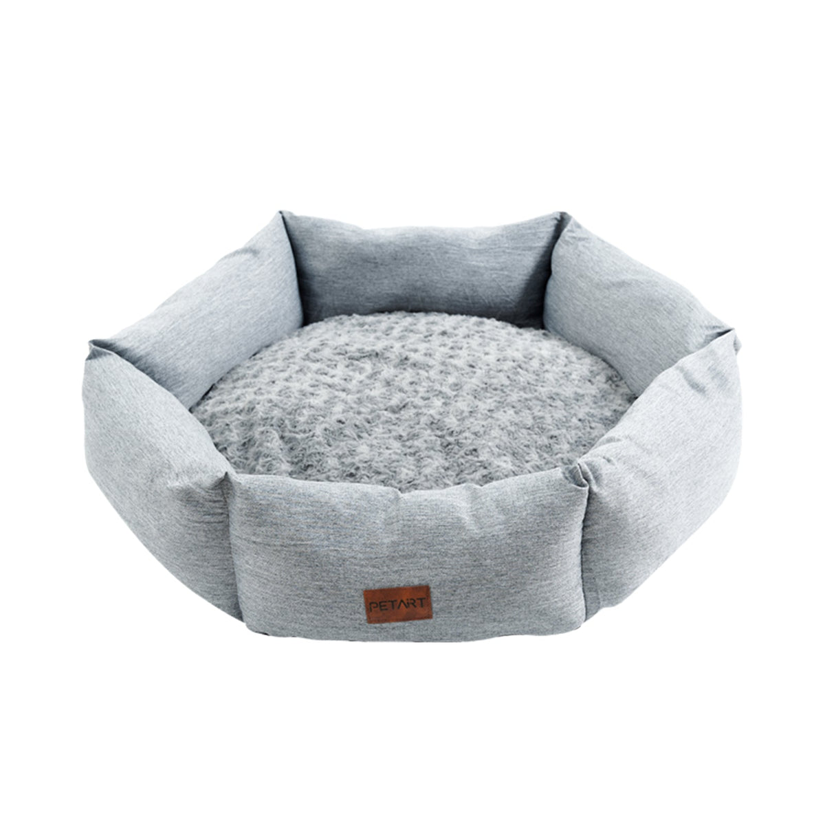 HKM-6698685 Rose Velvet Hexagonal Dog Bed - Soft Plush Couch for Small to Large Dogs, Durable Calming Design