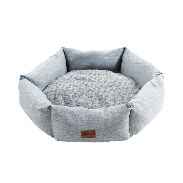 HKM-6698685 Rose Velvet Hexagonal Dog Bed - Soft Plush Couch for Small to Large Dogs, Durable Calming Design