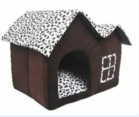 HKM-6701245 Cozy Double-Crest Dog Kennel with Soft Corduroy Fabric and Thick Sponge Mat