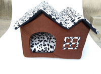 HKM-6701245 Cozy Double-Crest Dog Kennel with Soft Corduroy Fabric and Thick Sponge Mat