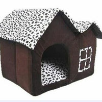 HKM-6701245 Cozy Double-Crest Dog Kennel with Soft Corduroy Fabric and Thick Sponge Mat